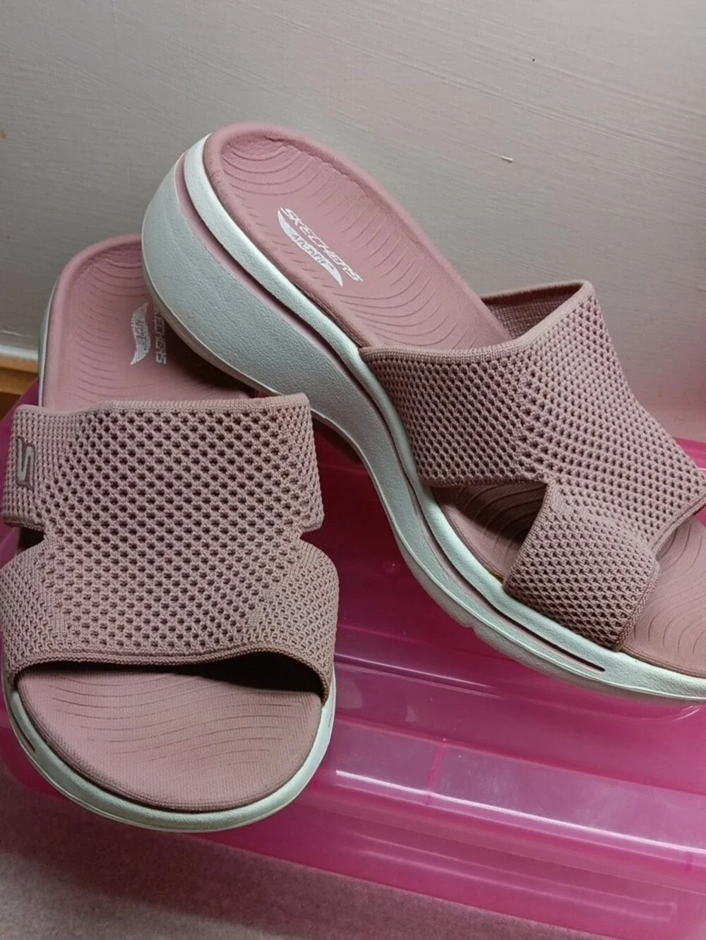 Comfort Knit Slide Sandals in Mauve Blush